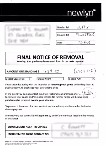 Newlyn Enforcement Letter